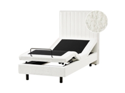 Cama Ajustable Beliani Castellan De Bouclé Blanco 90x216x120