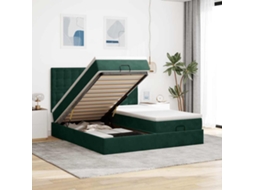 Vidaxl Estrutura De Cama Otomana Com Colchão Verde Escuro Veludo