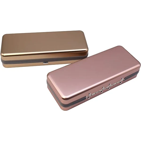 Estojo para Óculos de Alumínio, Ea, Ouro Rosa, Tamanho Grande AQUAFORGE