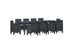 Conjunto 11 Conjunto De Jantar Para Jardim Vidaxl Antracite Polipropileno (250 X 100 X 73 Cm)