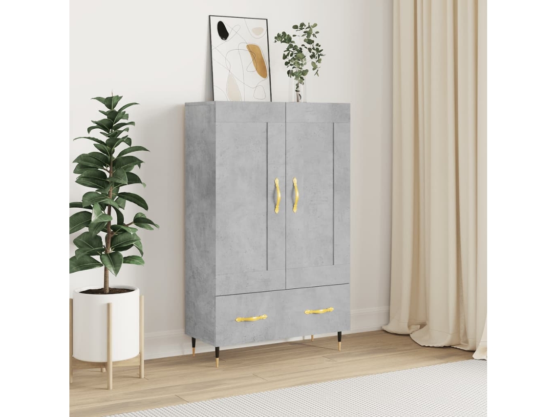 Vidaxl Aparador Alto 69,5x31x115 Cm Derivados De Madeira Cinza-cimento