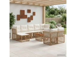 Vidaxl Conjunto De Sofás Para Exterior 10 Pcs Natural E Branco Creme