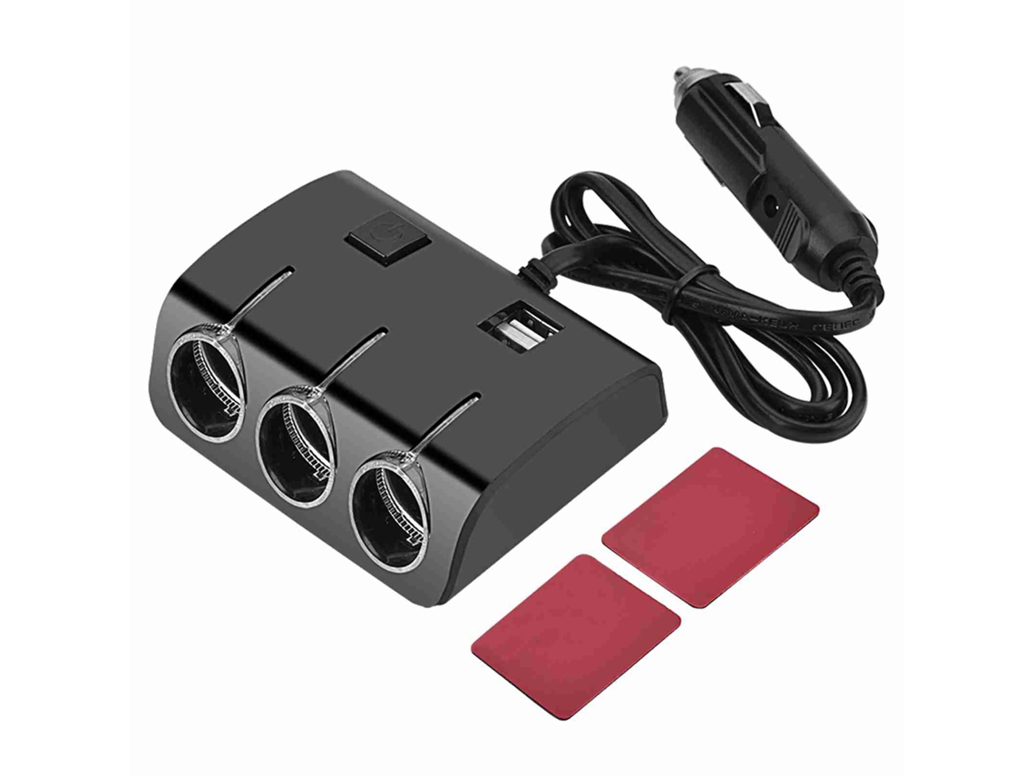 Divisor De Tomacorrientes De Coche 3 Vías Con Cargador Usb Dual Adaptador De Energía