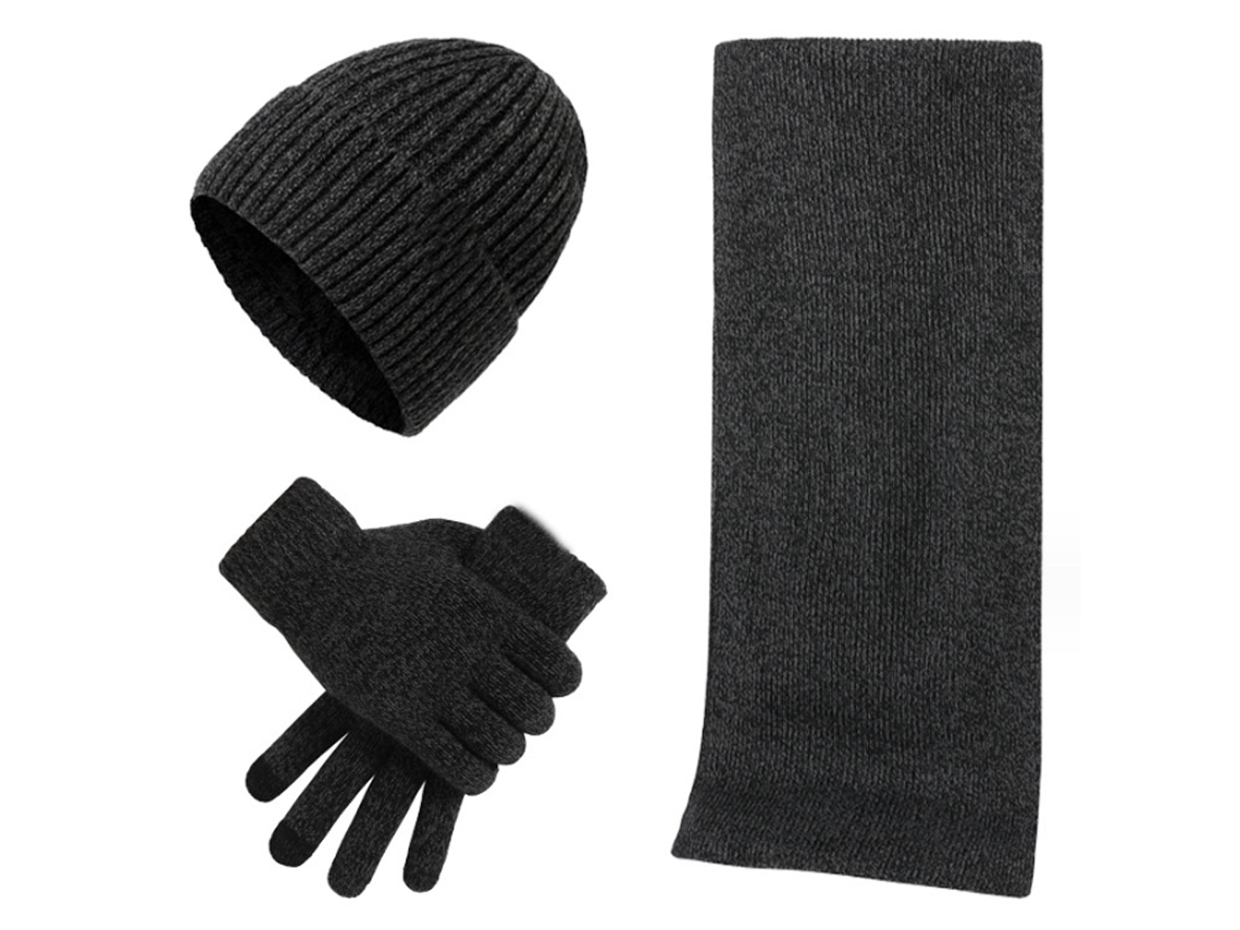 Conjunto Chapéu de Inverno Cachecol Luvas Com Touchscreen