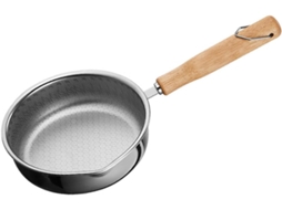 Frigideira Em Aço Inoxidável Antiaderente Para Bifes, Wok Com Cabo Longo De Madeira Para Cozinhar, Para Pão