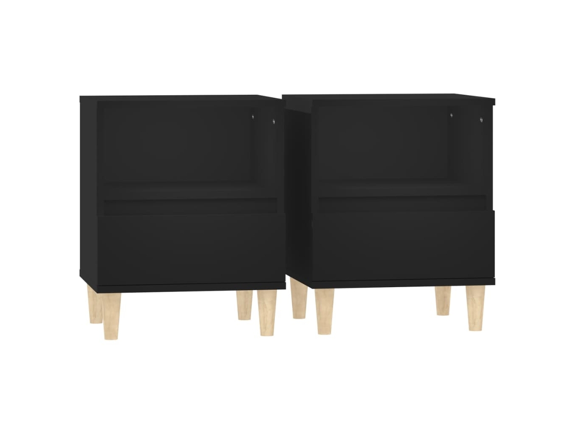 Conjunto 2 Mesa De Cabeceira Vidaxl Preto Derivados De Madeira (40 X 35 X 50 Cm)