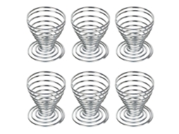 6 Xícaras para Ovos de Aço Polido com Mola Espiral