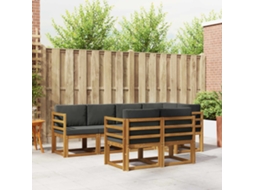 Vidaxl Conjunto De Sofás Para Exterior 7 Pcs Natural E Antracite