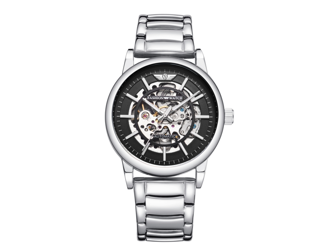 Relógio Mecânico Masculino Esqueleto (branco E Preto)