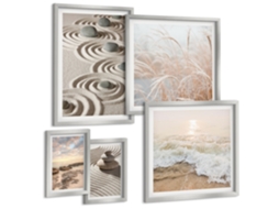 Galeria De Pinturas Murais Padrões De Plantas, Vintage, Pastel Moldura Prateada Imagens Para Um Quarto Infantil Espelharte (conjunto De 5 Imagens)