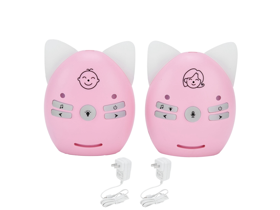 Monitor de Áudio Digital para Bebê V30 Sem Fio Bidirecional Detector de Choro com Alarme Rosa Plug Us 100‑240v | S/MARCA
