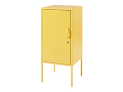 Hausjärvi Mesa de cabeceira com porta 82x35x35 cm Aço amarelo [EN.CASA]
