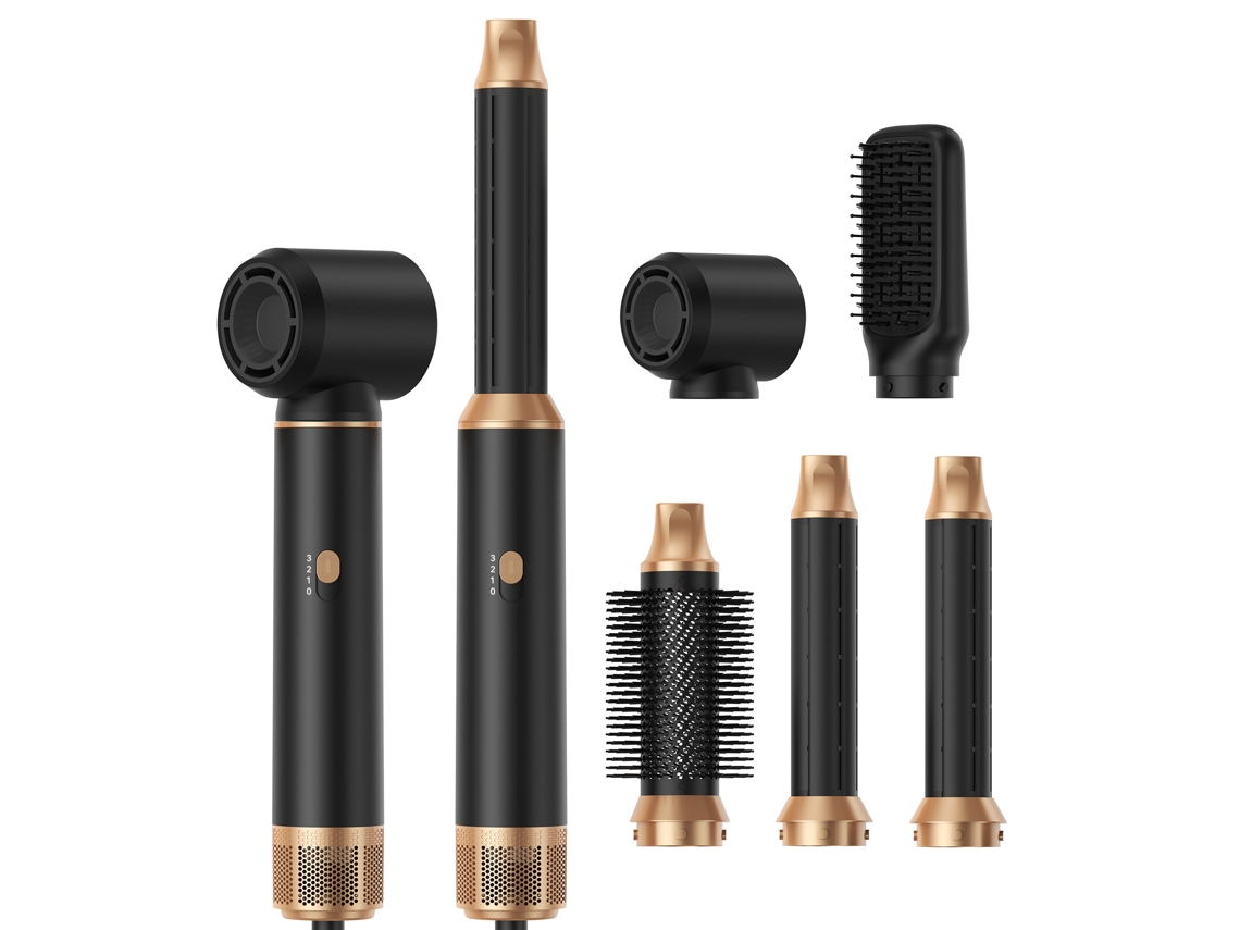 Padrão Europeu) Novo Secador de Cabelo Multifuncional 5 em 1 com Ar Quente MDUG (5 em 1 (preto e Dourado)