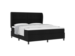 Conjunto 1 Cama Box Vidaxl Preto Tecido (180 X 200 Cm)