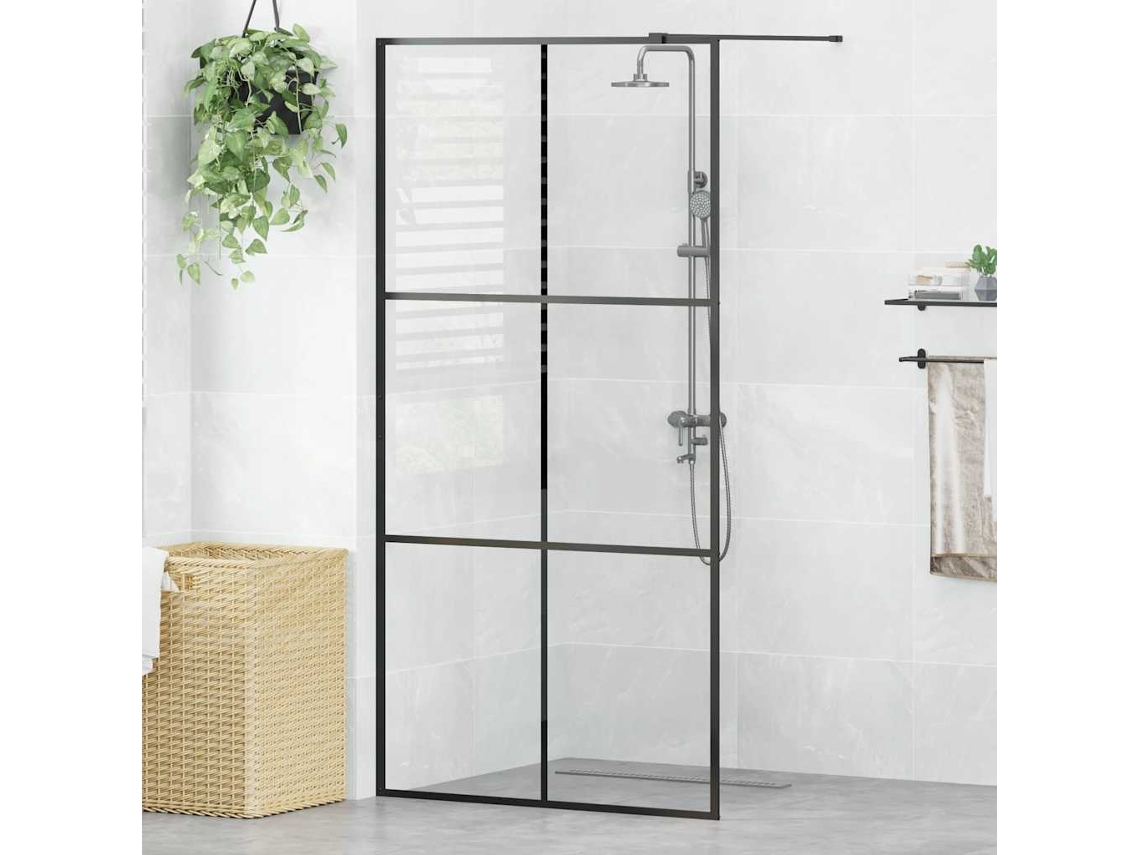 Vidaxl Divisória De Chuveiro C/ Vidro Transparente Esg 100x195cm Preto