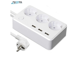 Extensão Elétrica Para Escritório Com Adaptador Usb, 3 Tomadas Padrão Europeu E Portas De Carregamento Usb, Cabo De 1,5 M. Olysi Shop