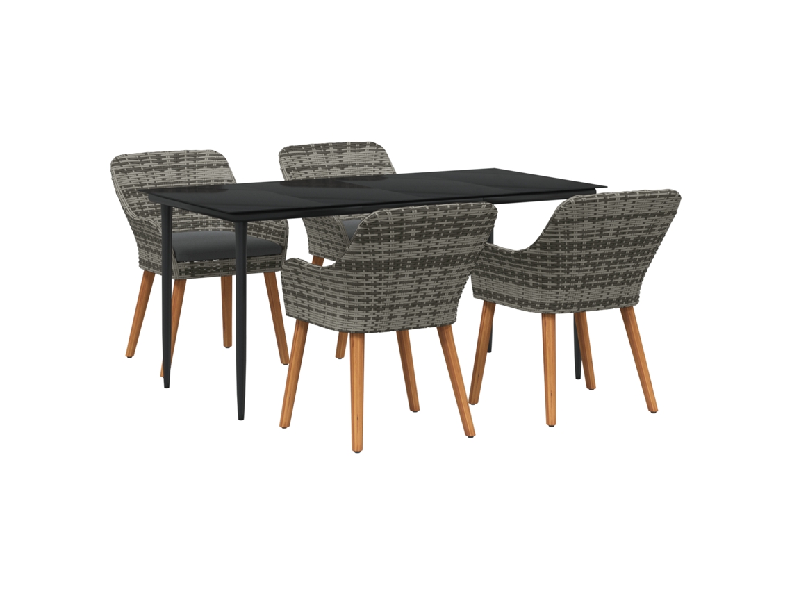 Conjunto 5 De Jantar Vidaxl Cinza Em Rattan Sintético