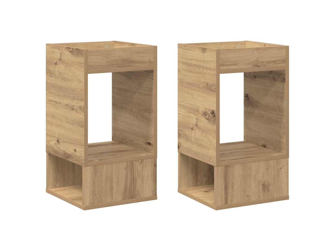 Mesa de apoio 2 Pcs Carvalho Artesanal 30x30x56 Cm MAISON EXCLUSIVE