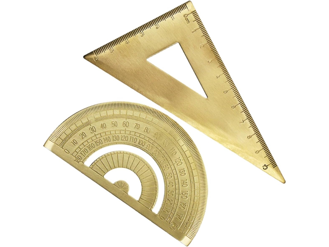 Régua triangular e conjunto de decalques Toyvian, banhados a ouro, 1 conjunto, portáteis, fáceis de ler, para desenho e pintura.