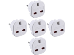 Pacote Com 5 Adaptadores De Viagem| Adaptador Tomada Do Reino Unido Para A Europa(tipos C, E F)