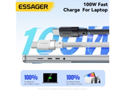 Cabo Usb-c Para Usb-c Essager Es-x53 5a 60w/100w Com Núcleo De Cobre E Transmiss?o De Dados, Com 1 Metro De Comprimento