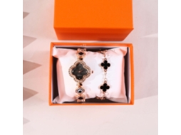 Conjunto de Presente Feminino com Relógio de Pulseira de Malha e Caixa Laranja SPQMENT