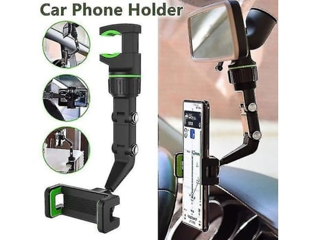 Suporte De Telefone Para Carro 360 Graus, Multifuncional, Giratório, Para Espelho Retrovisor De Carro
