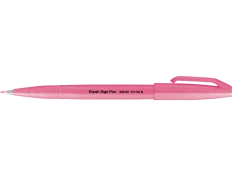 Caneta de Fibra Pentelarts Brush Sign Pen Ses15 Rosa Neon PENTEL ARTS