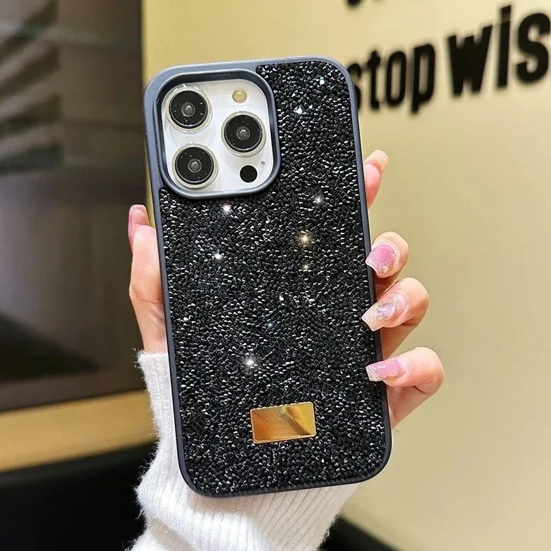 (preto, Iphone 11 Pro Max) Capa De Celular Elegante Com Strass Brilhantes Estilo instagram Para Meninas - Capa Protetora À Prova De Choque