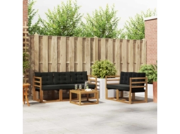 Vidaxl Conjunto De Sofás Para Exterior 6 Pcs Natural E Preto