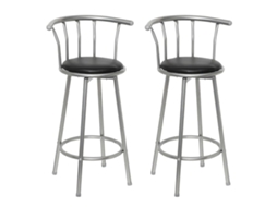 Vidaxl Bancos De Bar 2 Pcs Couro Artificial Preto