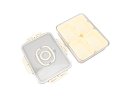 Nova Line prato Dividido com Tampa Vedação Airtight 4 Compartimentos para Frutas Lanches Molhos