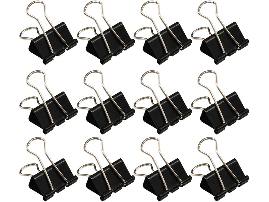 Clips Metal Preto 51mm Fichário, Pacote de 48 Unidades