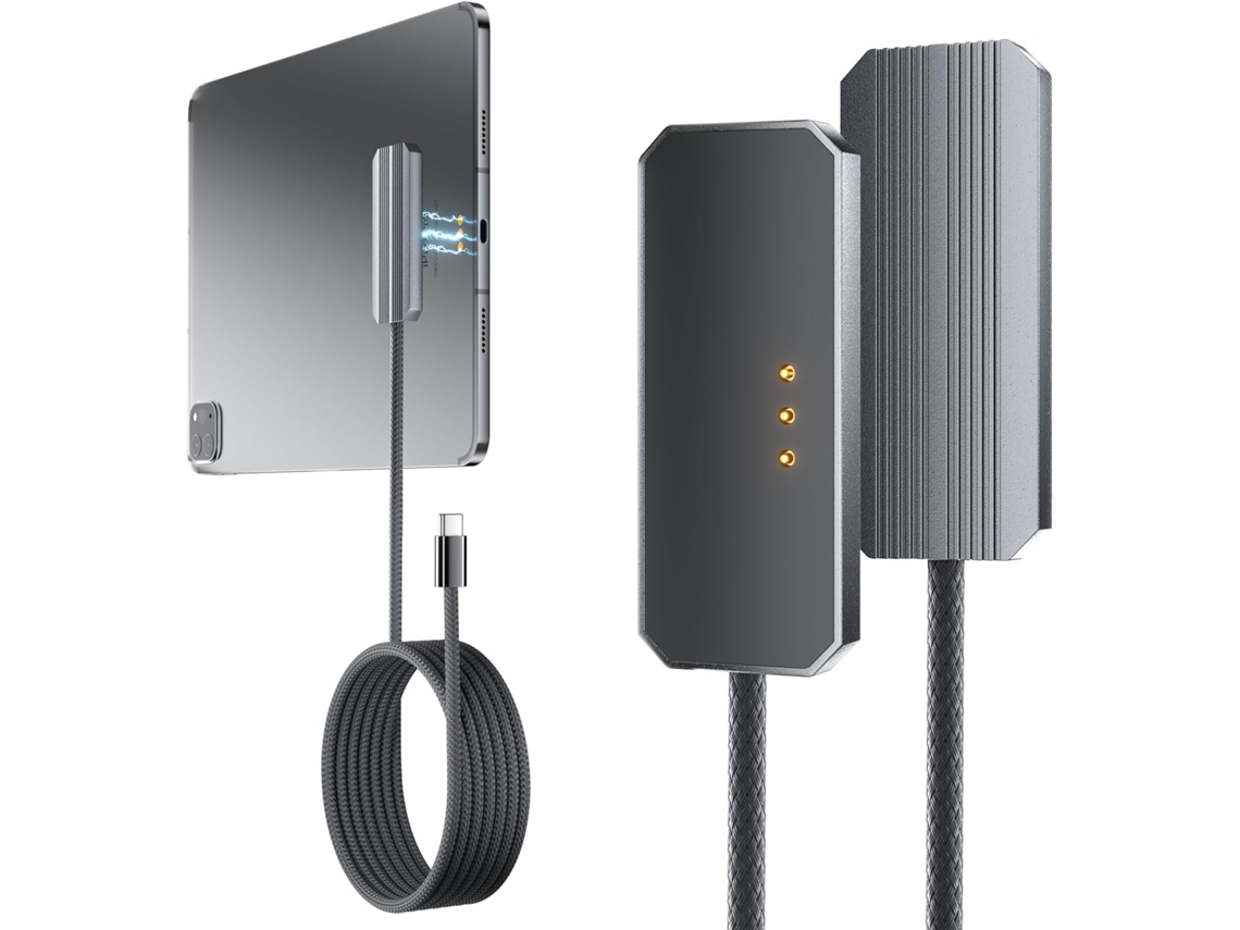 Carregador Magnético Sem Fios 35W para iPad Pro 11 polegadas M4/M5, Cabo Usb C Cinza SIURN