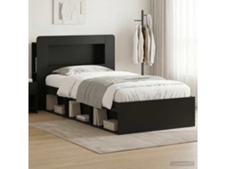 Vidaxl Estrutura De Cama Com Armazenamento Preto 75 X 190 Cm