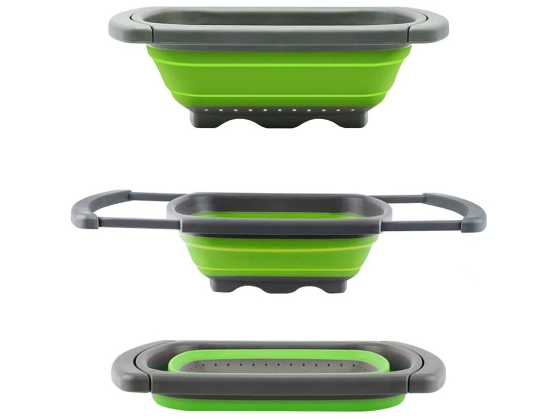 Escorredor Dobrável Para Pia, Escorredor De Frutas E Legumes Com Alças Extensíveis, (verde E Vermelho), Vermelho, 39, 2 X 27, 6 X 4, 4 Cm 540 G