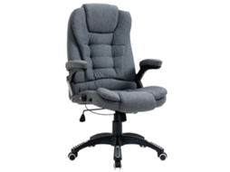 Cadeira De Escritório Ergonômica Reclinável, Com Altura Ajustável E Função De Balanço, Giratória E Com Rodízios, 65x72x110-120cm, Cinza