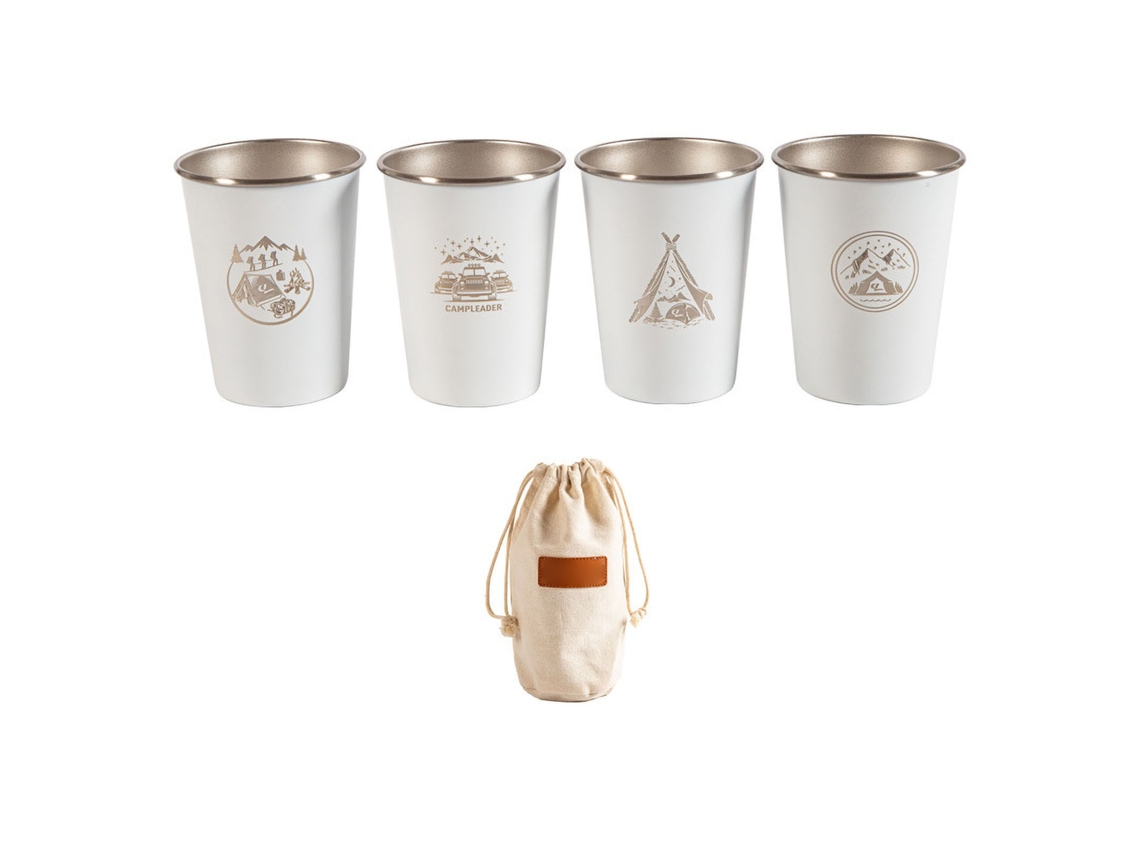 Conjunto de 4 Canecas de Aço Inoxidável para Acampamento Outdoor Picnic Bbq