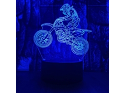 Luminária Noturna Led 3d Com Ilusão De Ótica Em Formato Bicicleta Mtb Motocross, Com Controle Remoto E 16 Cores. Ideal Para Decoração De Quarto