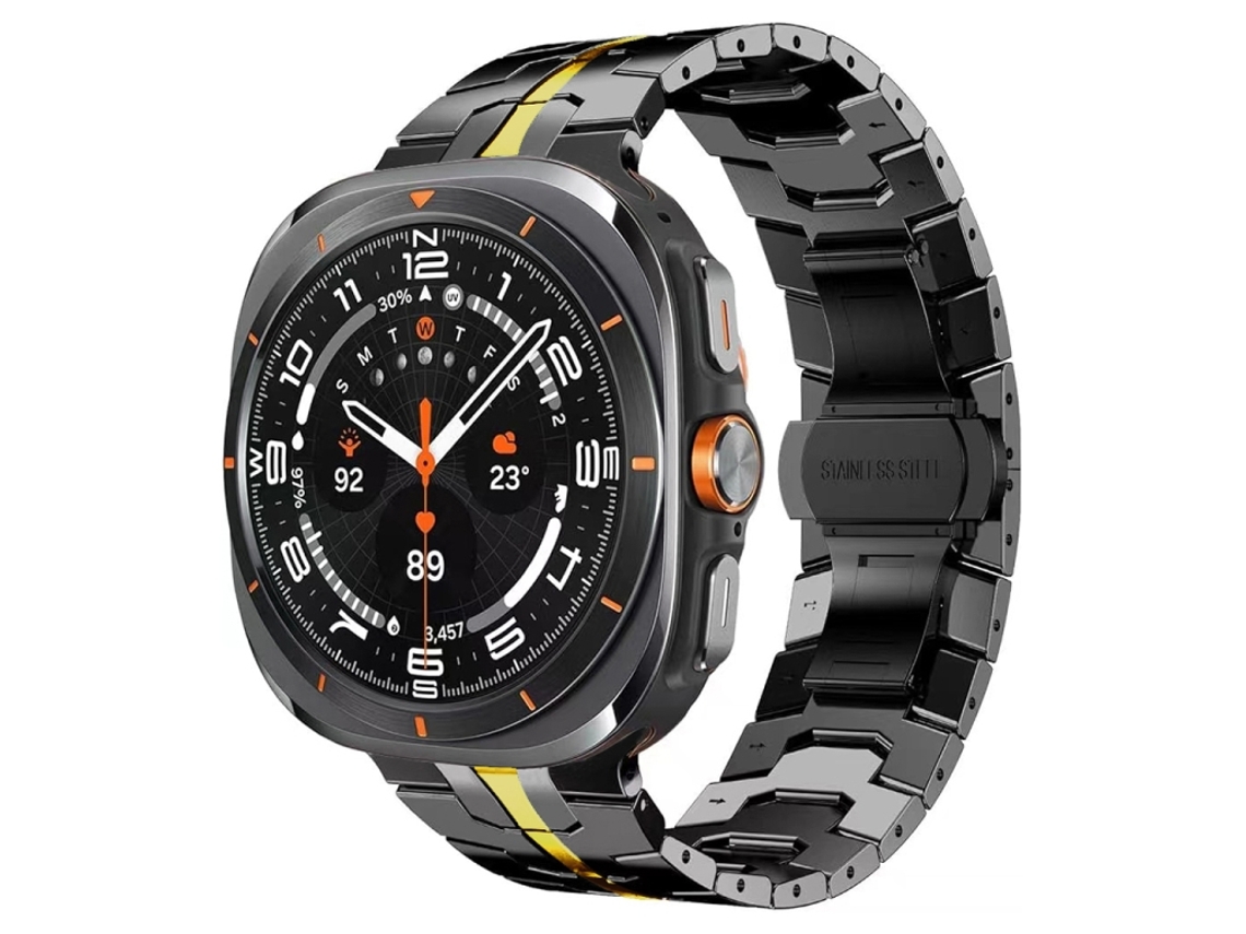 Bracelete para Samsung Galaxy Watch Ultra Liga de Titânio com Fivela Borboleta Preto Dourado XIAOMOYU (47mm)