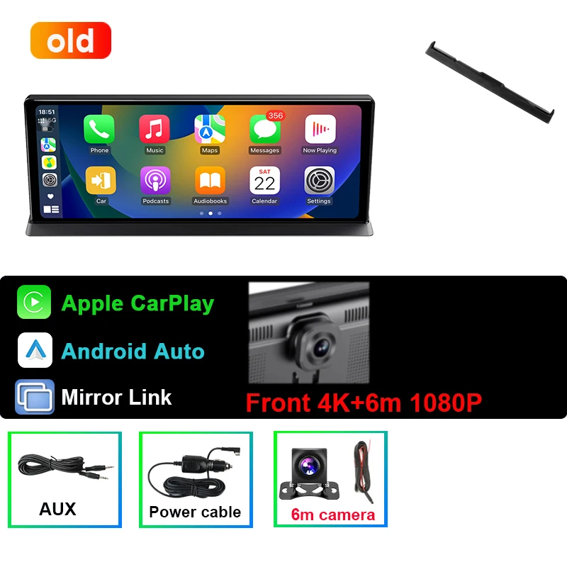 (antigo 6m Duplo, Sem Cartão) Gravador De Viagem 11,3 Polegadas 4k, Com Gps E Câmera Dupla Sem Fio Carplay