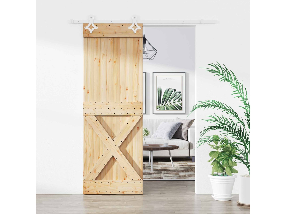 Vidaxl Porta Deslizante 80 X 210 Cm Natural E Branco