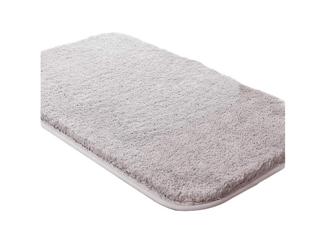Tapete De Banho Antiderrapante Ultra Absorvente Microfibra Grossa Suave 40x60cm Cinza Claro