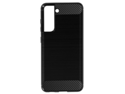 Capa Para Samsung Galaxy S21 Fe Reforçado Suave Efeito Carbono Escovado Preto