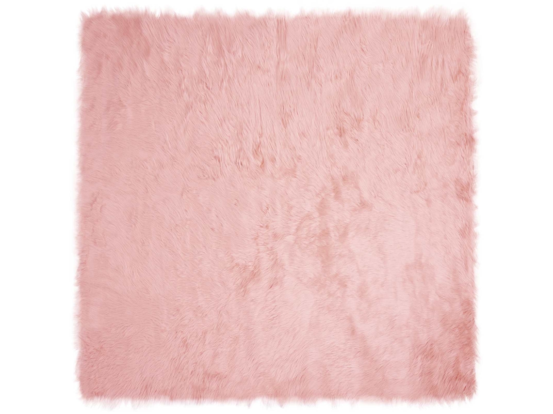 Vidaxl Tapete De De Ovelha Sintética Tafalla Rosa 120 X 120 Cm