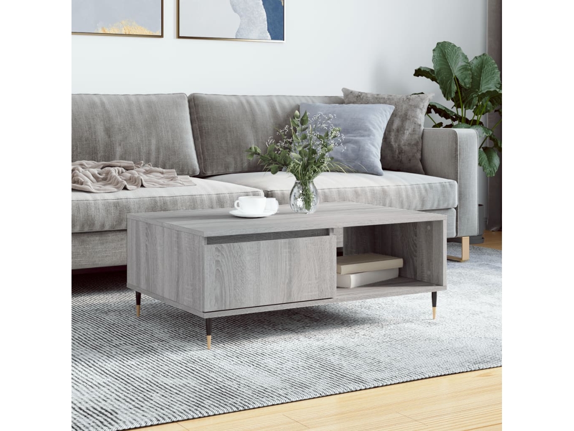 Vidaxl Mesa De Centro 90x60x35 Cm Derivados De Madeira Cinzento Sonoma