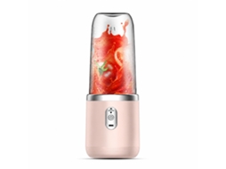 Liquidificador Portátil Recarregável Rosa, Copo Individual, 6 Lâminas Em Aço Inoxidável