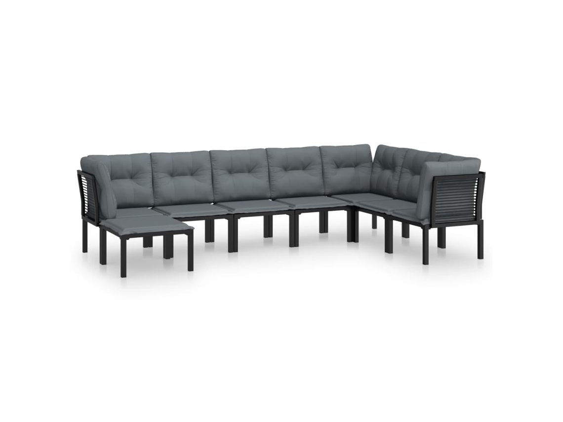 Conjunto de 8 Lounge de Jardim Vime Pe Preto e Cinzento MAISON EXCLUSIVE (8 pcs)