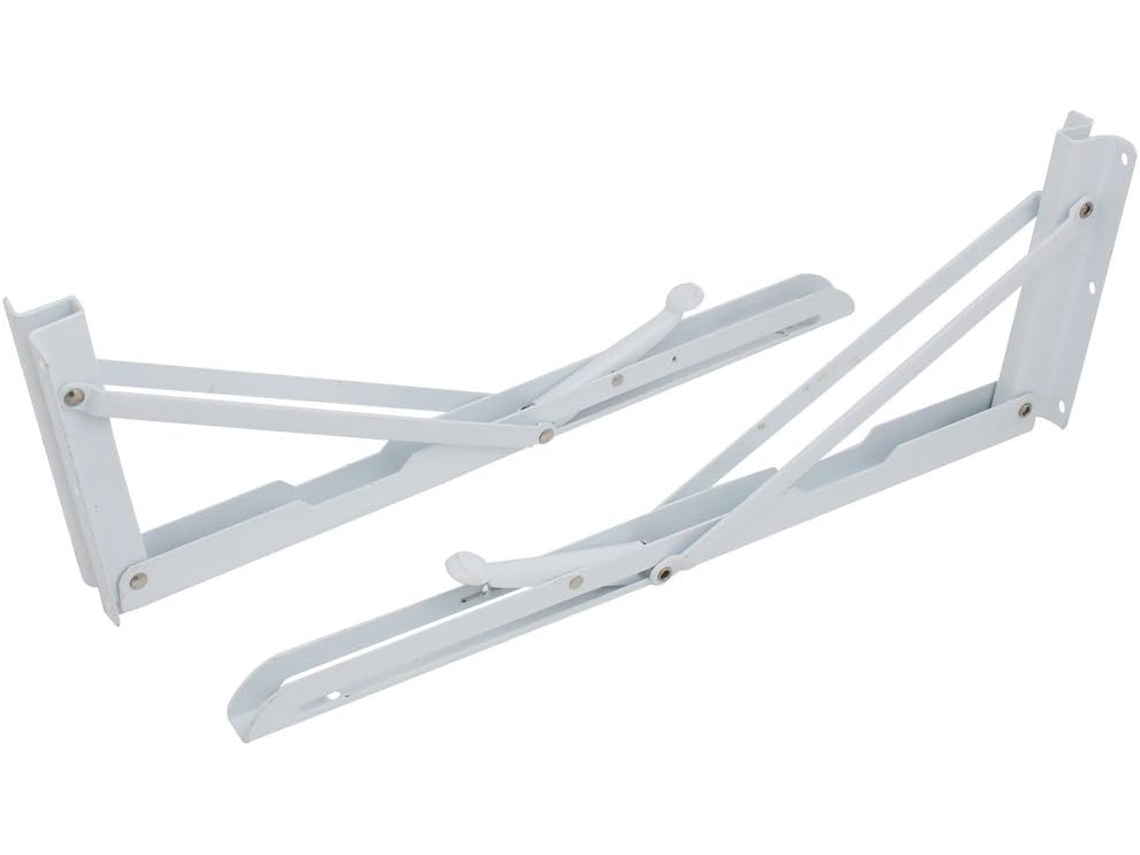 Suporte De Prateleira Dobrável Triangular Com Mola Aexit, 39cm De Comprimento, Casa, Branco, 2 Peças