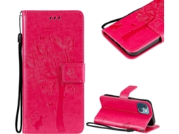 Capa Fólio Borboleta Árvore para iPhone 13 Mini HONGWE. Pele Sintética Magnética Retro